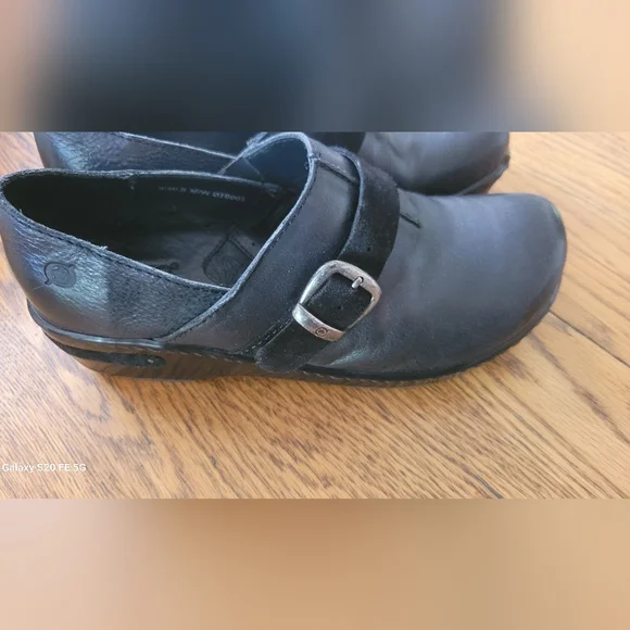 Born Black Leather Clogs with Buckle Detail - Picture 2 of 10